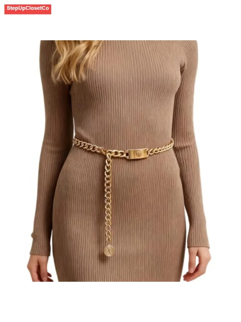 Adjustable Gold Metal Chain Waist Belt for Women Cowgirl Style